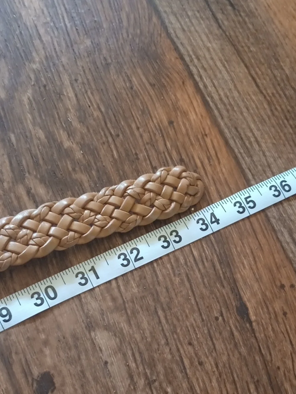 Women's Woven Tan Talbots Leather Belt with Gold-Tone Buckle Preowned